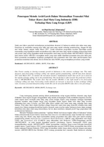 Penerapan Metode Arch/Garch Dalam Meramalkan Transaksi Nilai Tukar ...